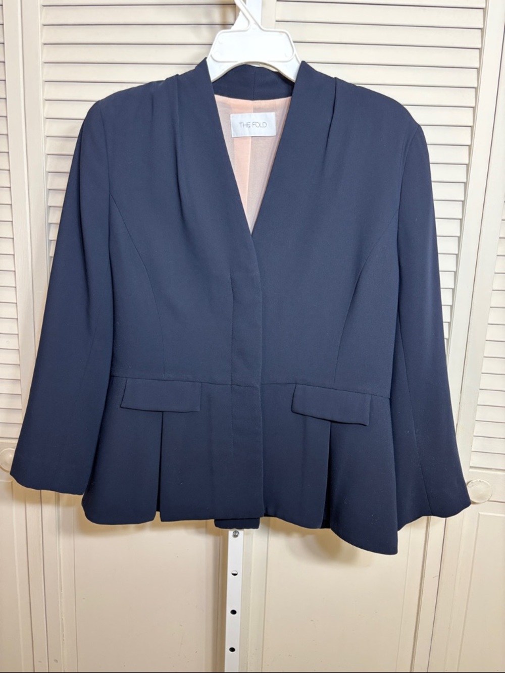 The Fold Navy Peplum Women's Tailored Blazer Jacket Size 14